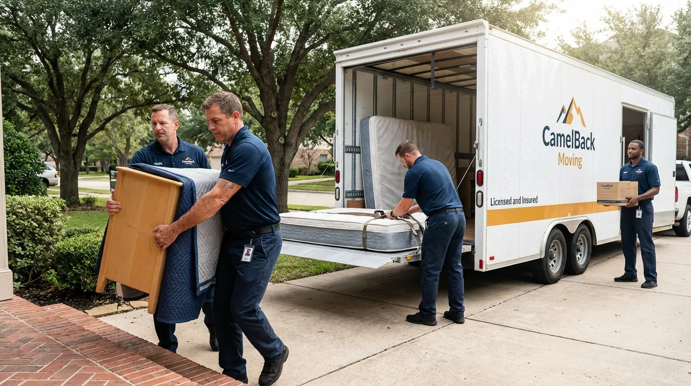 Crew loading residential truck for cross-state move from Jeffersonville, GA