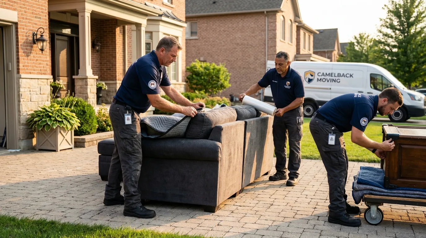 Large estate moving crew wrapping furniture in Jeffersonville, GA