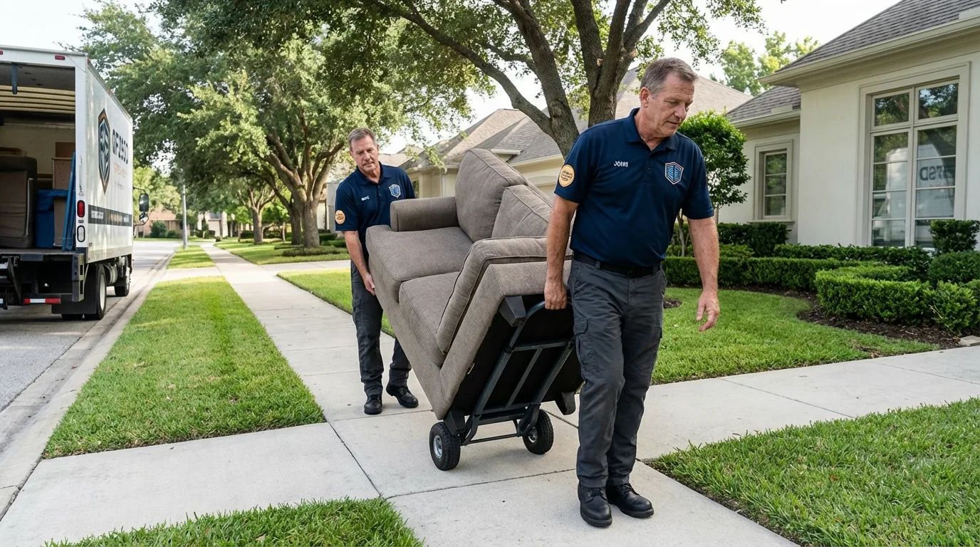 Local residential moving crew loading furniture in Jeffersonville, GA