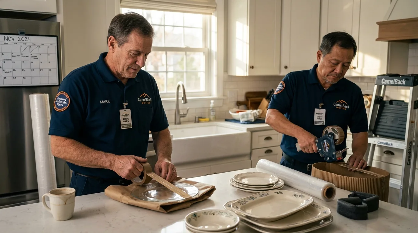 Professional crew packing kitchen dishware in Jeffersonville, GA